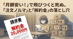【契約の罠】「月額安い！」で飛びつくと死ぬ。「注文ノルマ」と「解約金」の落とし穴