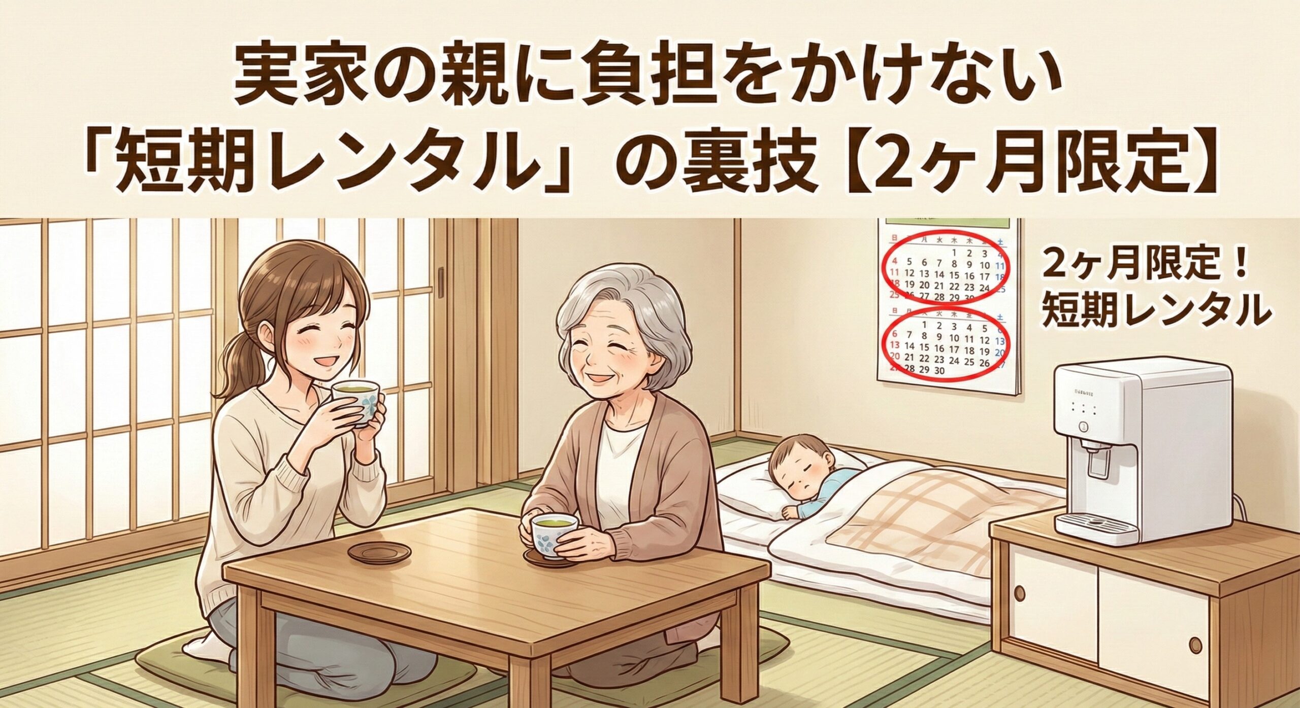 【里帰り】実家の親に負担をかけない「短期レンタル」の裏技【2ヶ月限定】