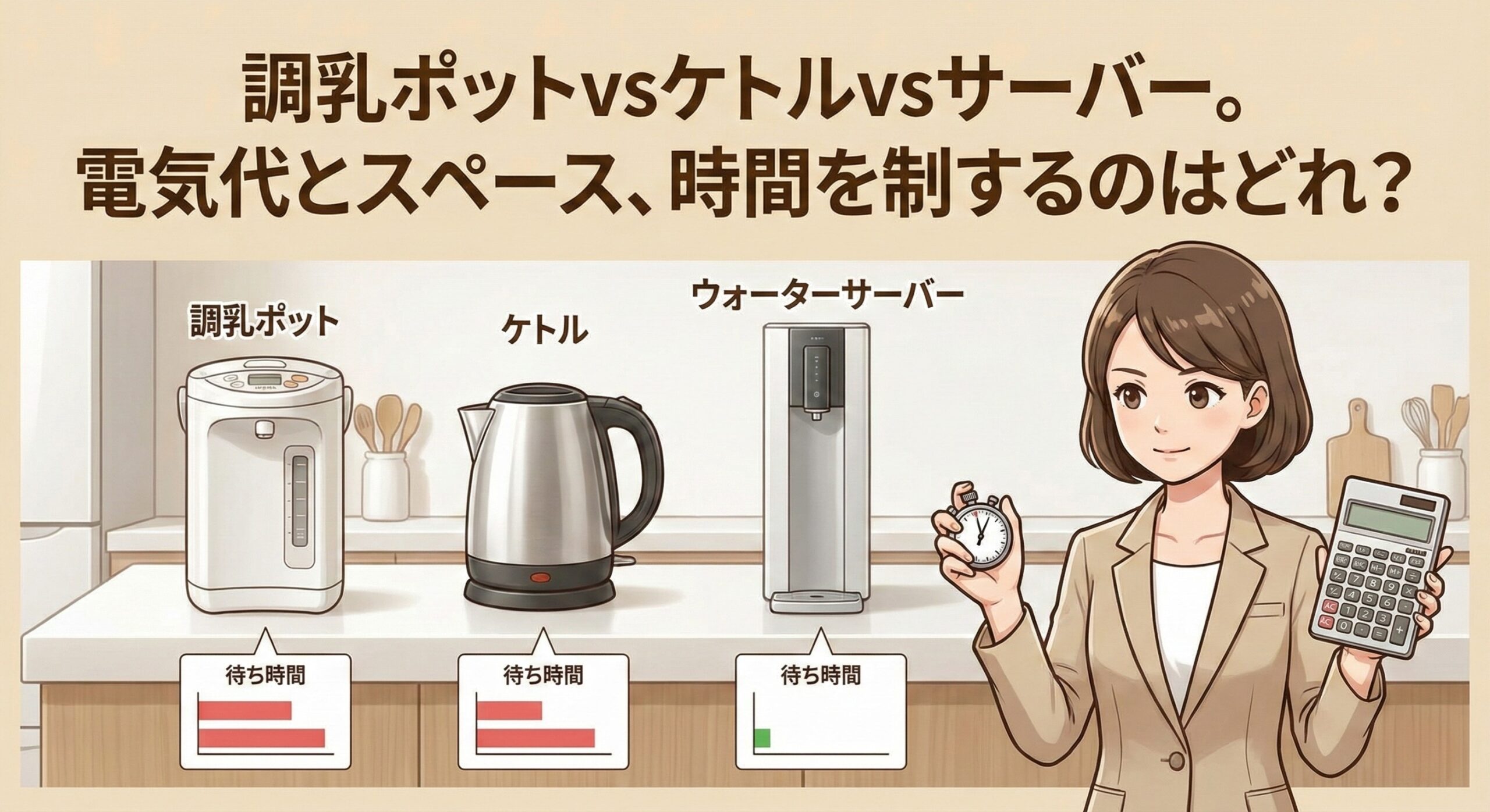 【比較】調乳ポットvsケトルvsサーバー。電気代とスペース、時間を制するのは誰?